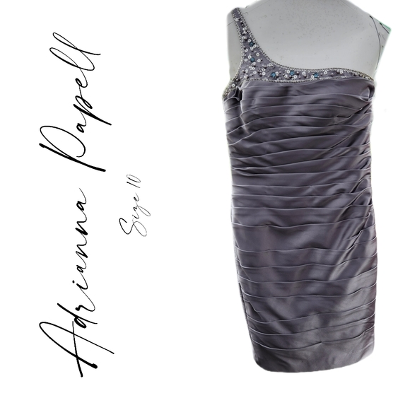 Adrianna Papell Dresses & Skirts - Adrianna Papell Silver One Shoulder Dress